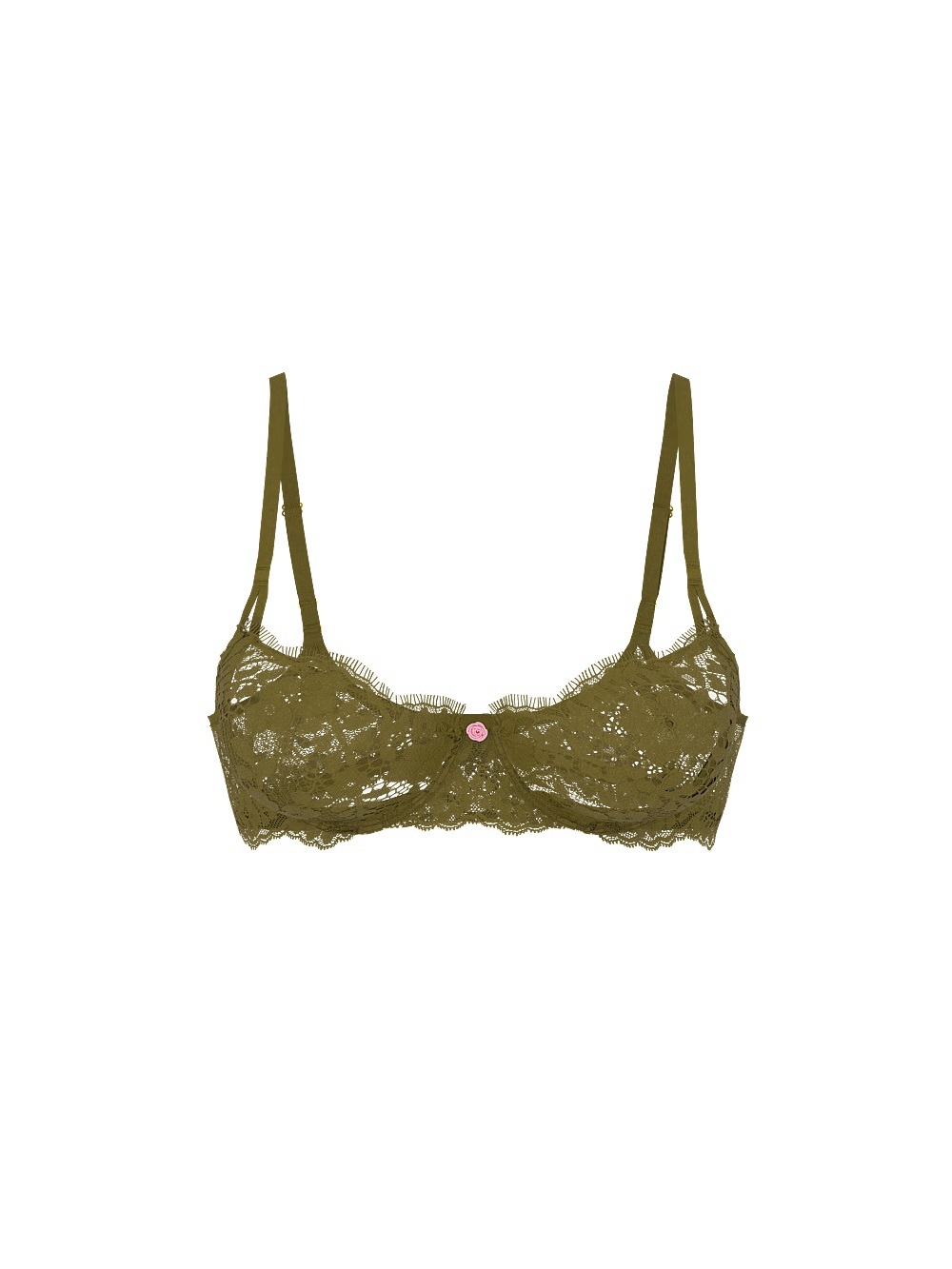Victoria’s Secret Wicked Unlined Lace Balconette Bra Woodland Green 38DDD